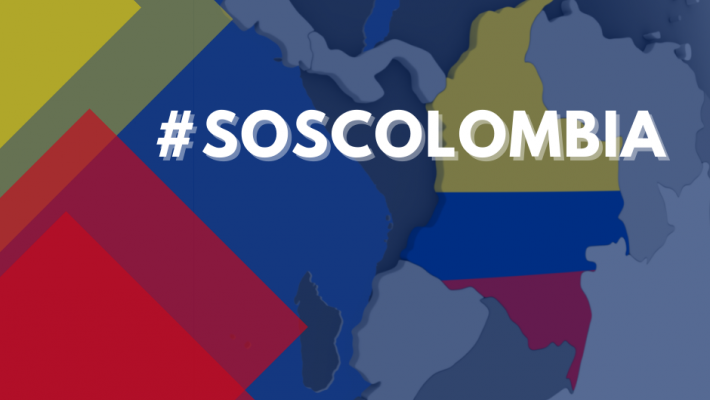 #SOSColombia image in Colombian flag colours